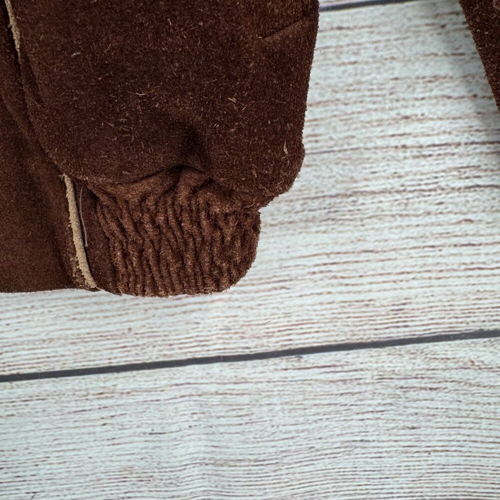 Vintage Brown Suede Bomber Jacket - Picture 6 of 11